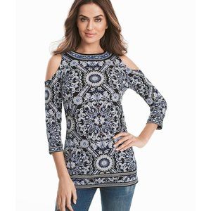 WHBM Cold-Shoulder Printed Tunic Top XL